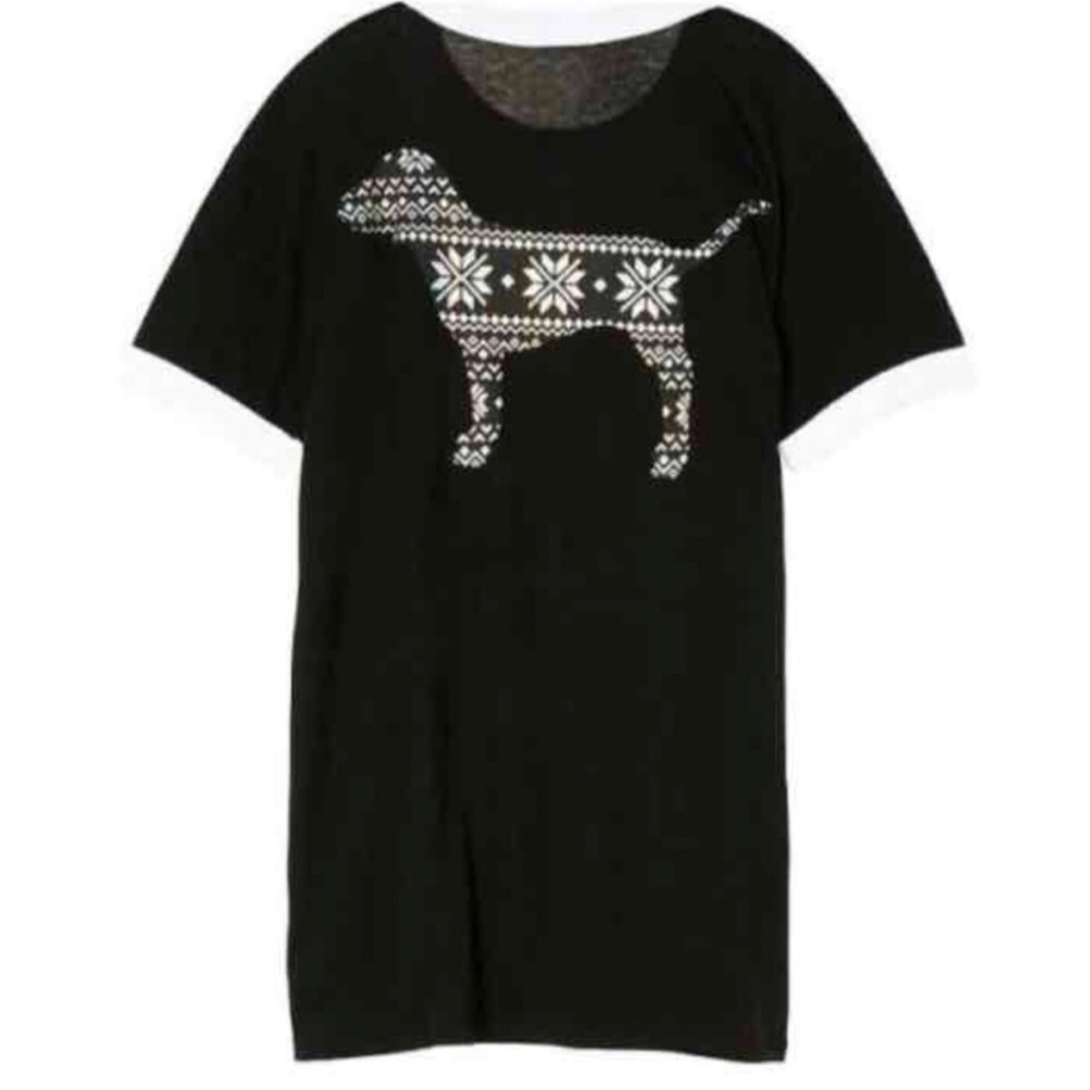 VS PINK DOG SNOWFLAKE RINGER TEE